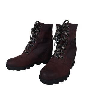 Sorel Boots 6.5 Maroon Red Lace Up Waterproof Leather Combat Hiking Outdoor